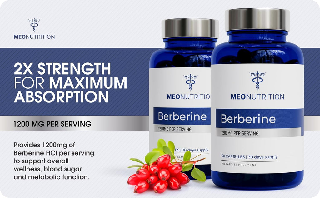Meo Nutrition Berberina 1200mg HCl - 60 Cápsulas - Apoyo Metabólico y Bienestar General