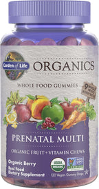 Garden of Life Organics Prenatal Gummies – Vitaminas prenatales para mujeres con apoyo al metabolismo energético y desarrollo fetal saludable, sabor a bayas, ecológico, vegano, suministro para 30 días