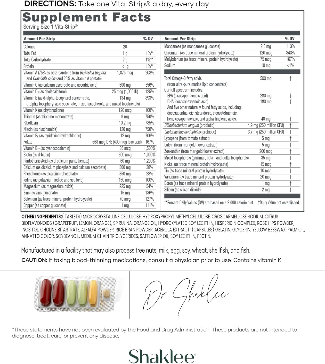 Shaklee - Vitalizer™ Men - Advanced Nutrition Vita-Strips® with Vitamins, Minerals, Omega-3s, Probiotics & More for Heart, Joint, Immune, Bone, Digestive Health & Physical Energy - 30 Vita-Strips®