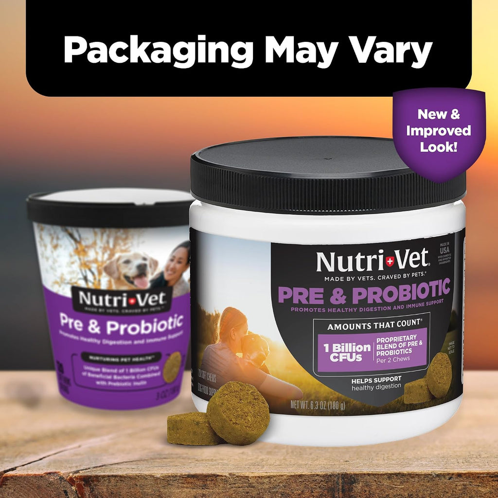 Nutri-Vet Pre & Probiotics for Dogs, 120 Chews, Liver & Cheese Flavor
