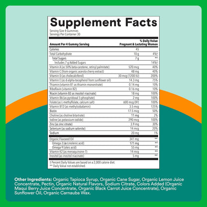 SmartyPants Vitaminas Prenatales Orgánicas – Vitamina K2: ayuda a mantener unos huesos normales. – Image 3