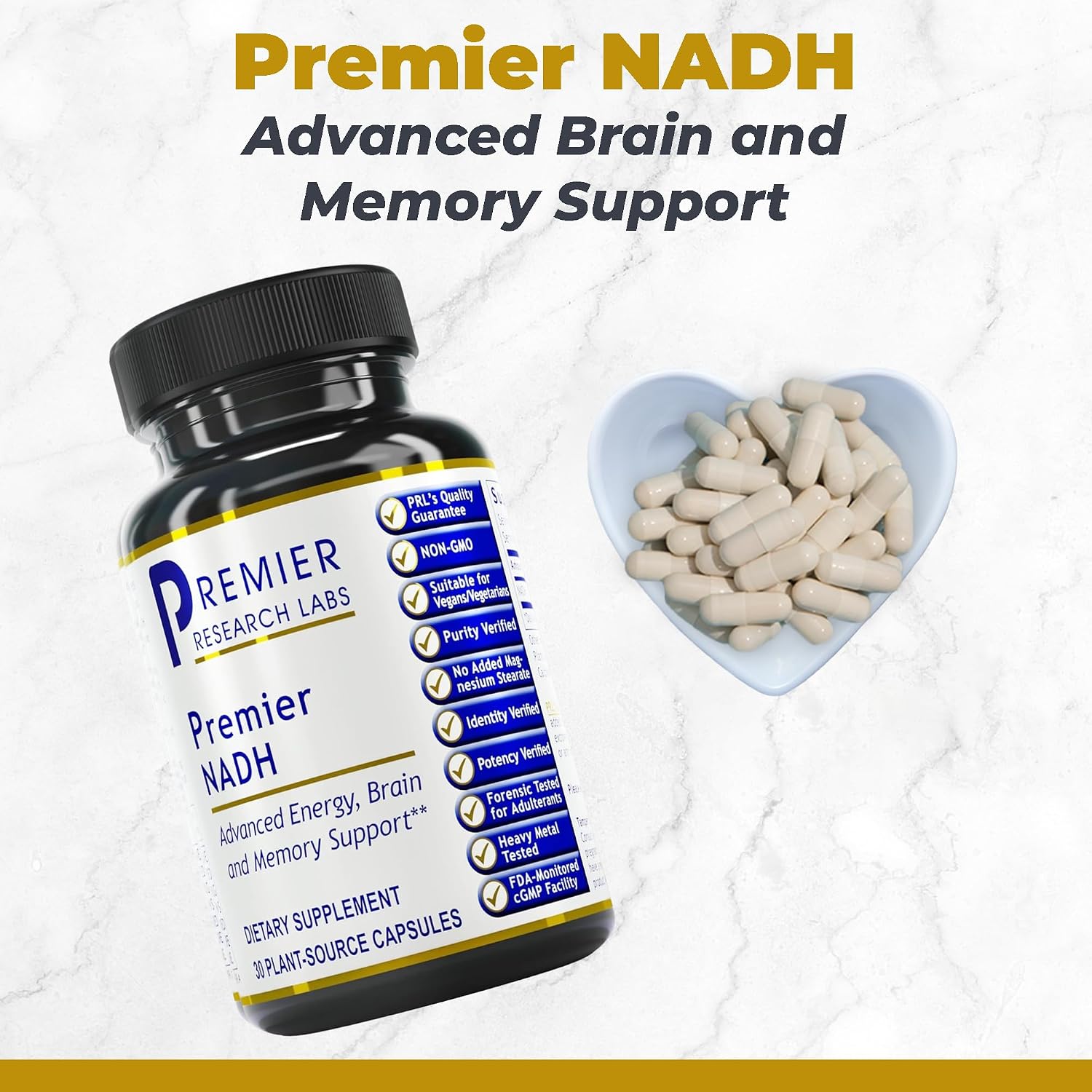 NADH 10 mg - 30 Cápsulas Vegetales - Premier Research Labs