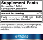 Douglas Laboratories Metilfolato L-5-MTHF 1000 mcg Metafolin - 60 Comprimidos