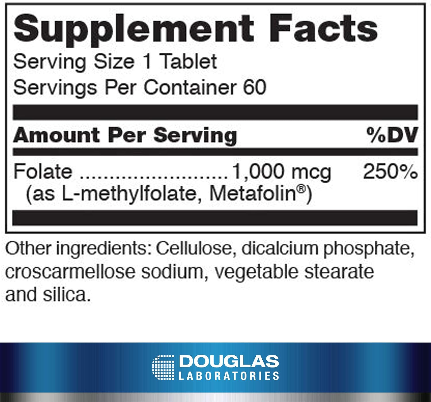 Douglas Laboratories Metilfolato L-5-MTHF 1000 mcg Metafolin - 60 Comprimidos