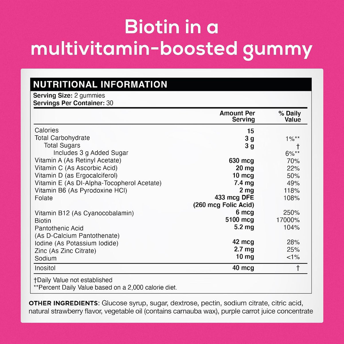 Biotin Gummies 5100 mcg - Gominolas de – La biotina contribuye al funcionamiento normal del sistema nervioso. – Image 2