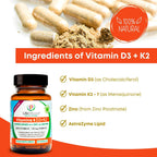Life Infused Vitamina D3 + K2 con Zinc y Enzimas | 3000 UI D3, MK-7 K2 | 90 Cápsulas