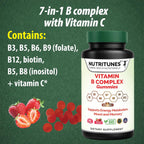 Complejo B en Gominolas - Alta Potencia con Metil B12, Folato, Biotina y Vitamina C - Vegano, Sin Gluten - 60 Gominolas
