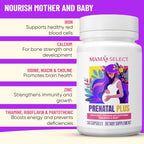 Mama's Select Vitaminas Prenatales – Sin Alérgenos, MTHFR Friendly, Folato Metilado, 1 Vez al Día, Vegano