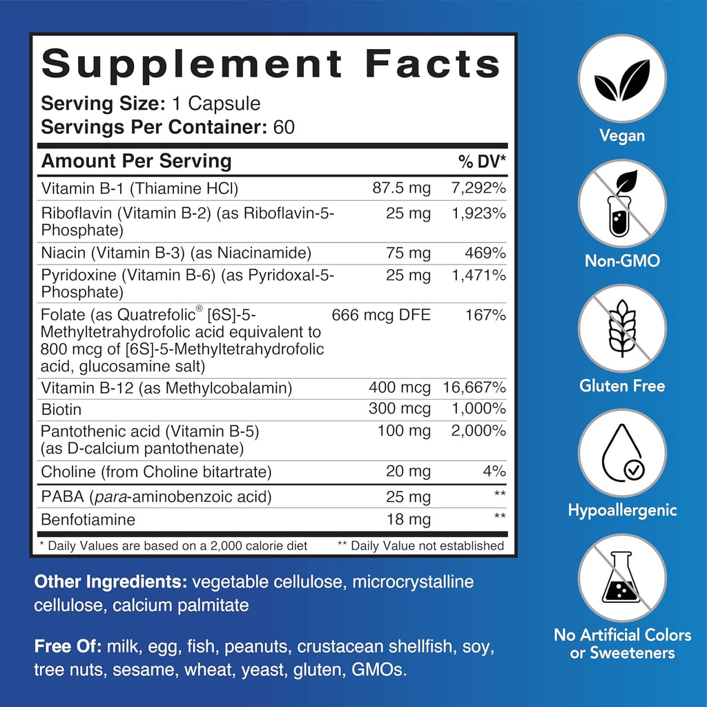 Patient One B-Complex - Complejo B con Quatrefolic, 60 Cápsulas