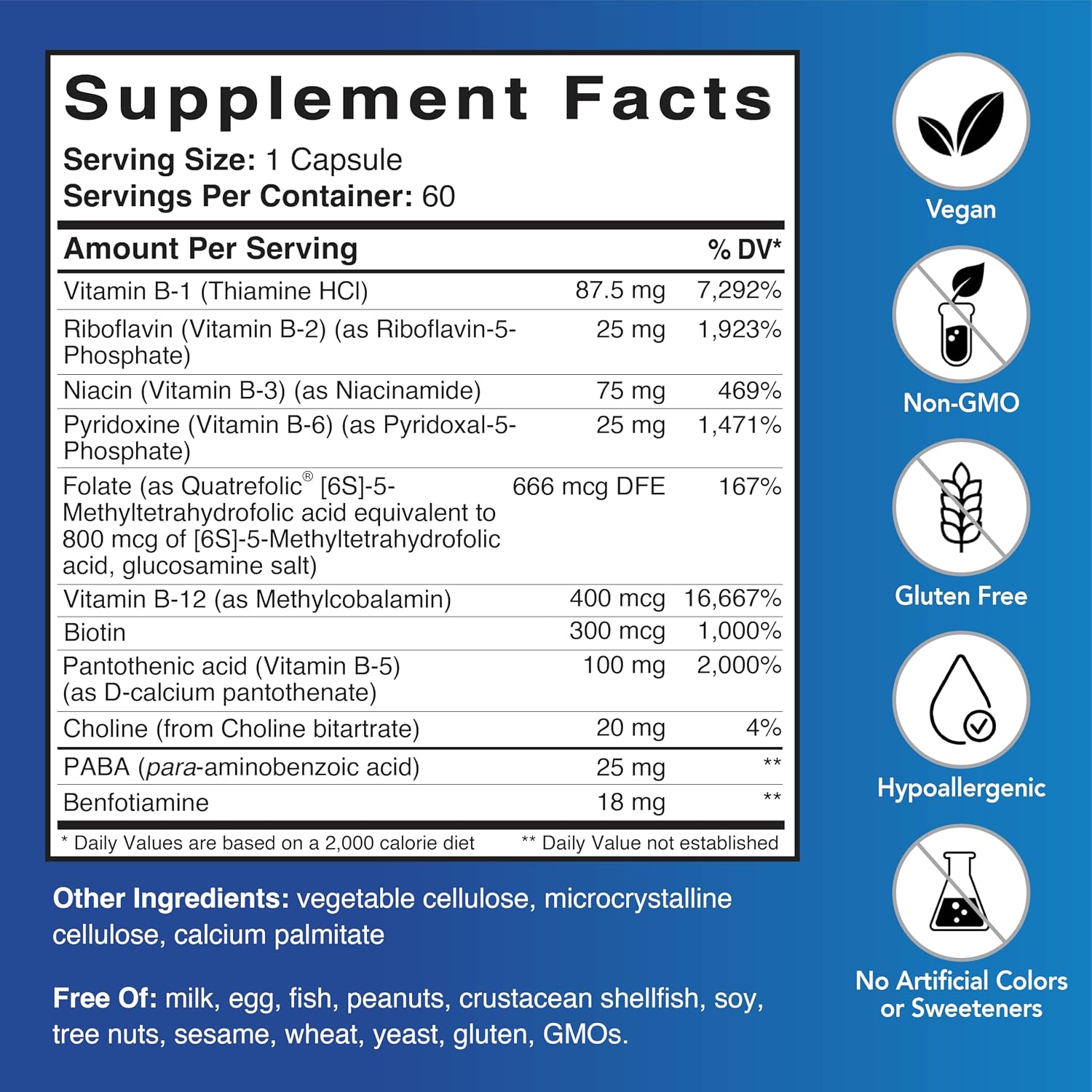 Patient One B-Complex - Complejo B con Quatrefolic, 60 Cápsulas