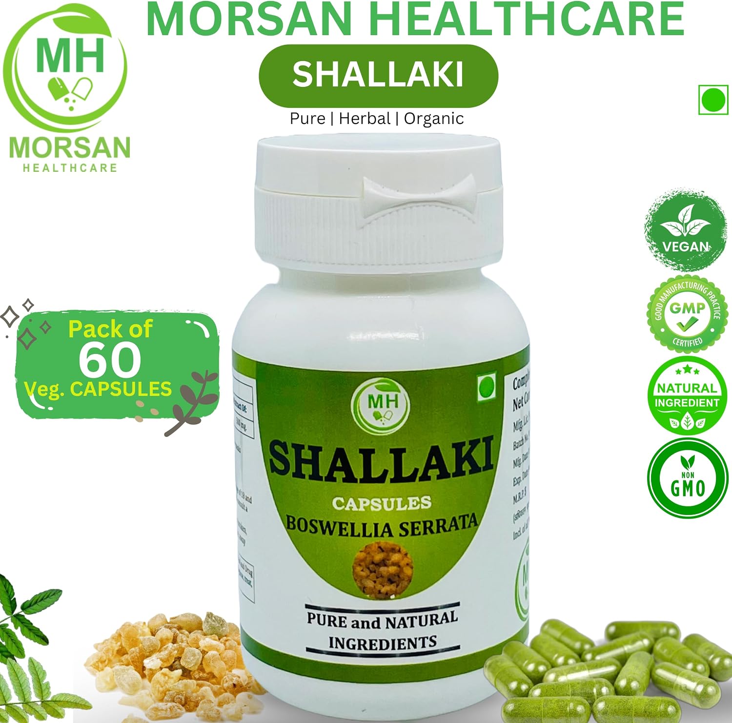 Morsan Healthcare Shallaki (Boswellia serrata) 500 mg, 60 Cápsulas Veganas