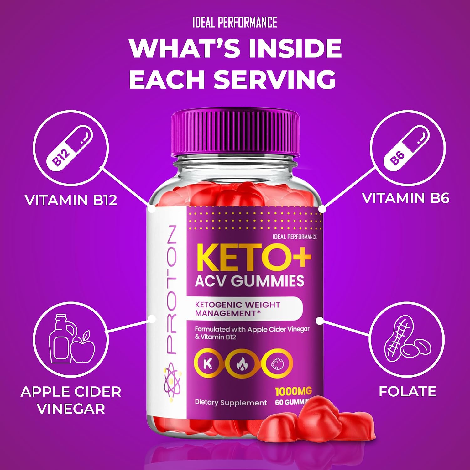 IDEAL PERFORMANCE Proton ACV Gummies, Official Proton Keto ACV Supplement Gummy - Maximum Strength, ProtonKeto + ACV Gummys, All Natural Formula Keto+ACV Premium Gummy Reviews (3 Pack)