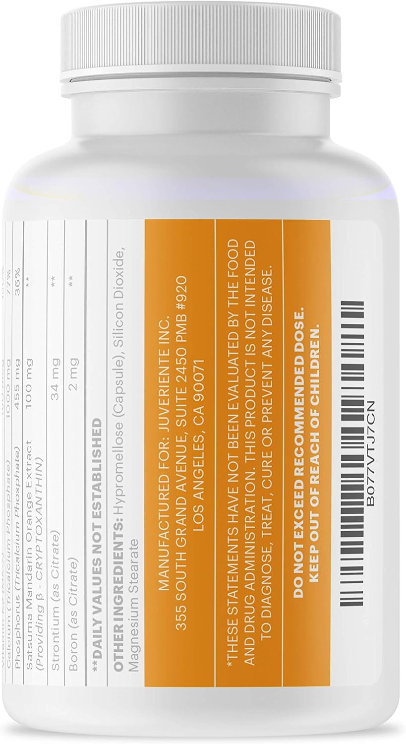 Bone Strength Complex – Complemento Óseo con Vitamina C, D3, K2, Calcio, Fósforo, Estroncio, Boro y β-Criptoxantina | 90 Cápsulas