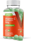Viteey Gomitas de Vitamina C Masticables para Adultos - 700mg Extra Fuerte - Apoyo Inmunológico - Veganas, Sin Gluten - 60 unidades