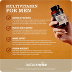 NatureWise Multivitamínico para Hombres - Apoyo Diario - Minerales y Hierbas para Energía, Rendimiento, Inmunidad - con Vitamina A, C, D, Complejo B - Sin Soja ni Gluten, No GMO - 90 Cápsulas
