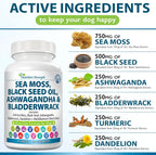 Nutrition Strength Sea Moss para Perros - 17-en-1 Apoyo Inmunidad, Piel y Pelaje con Aceite de Semilla Negra, Ashwagandha y Cúrcuma - 90 Comprimidos Masticables