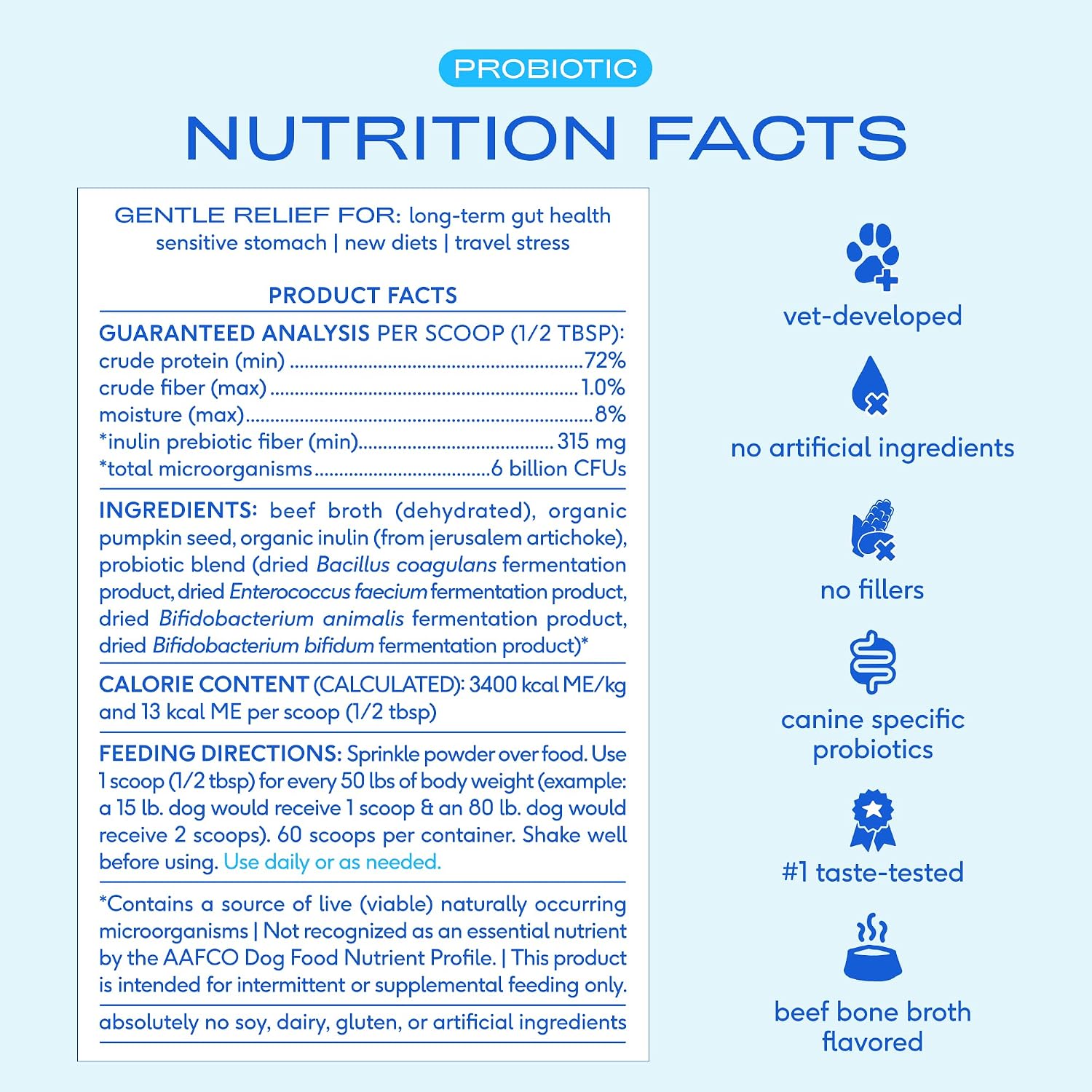 Native Pet Probióticos para Perros – Polvo Probiótico para la Salud Digestiva e Intestinal, Formulado por Veterinarios con 6 Mil Millones de UFC y Cepas Específicas para Perros – 120 Dosis