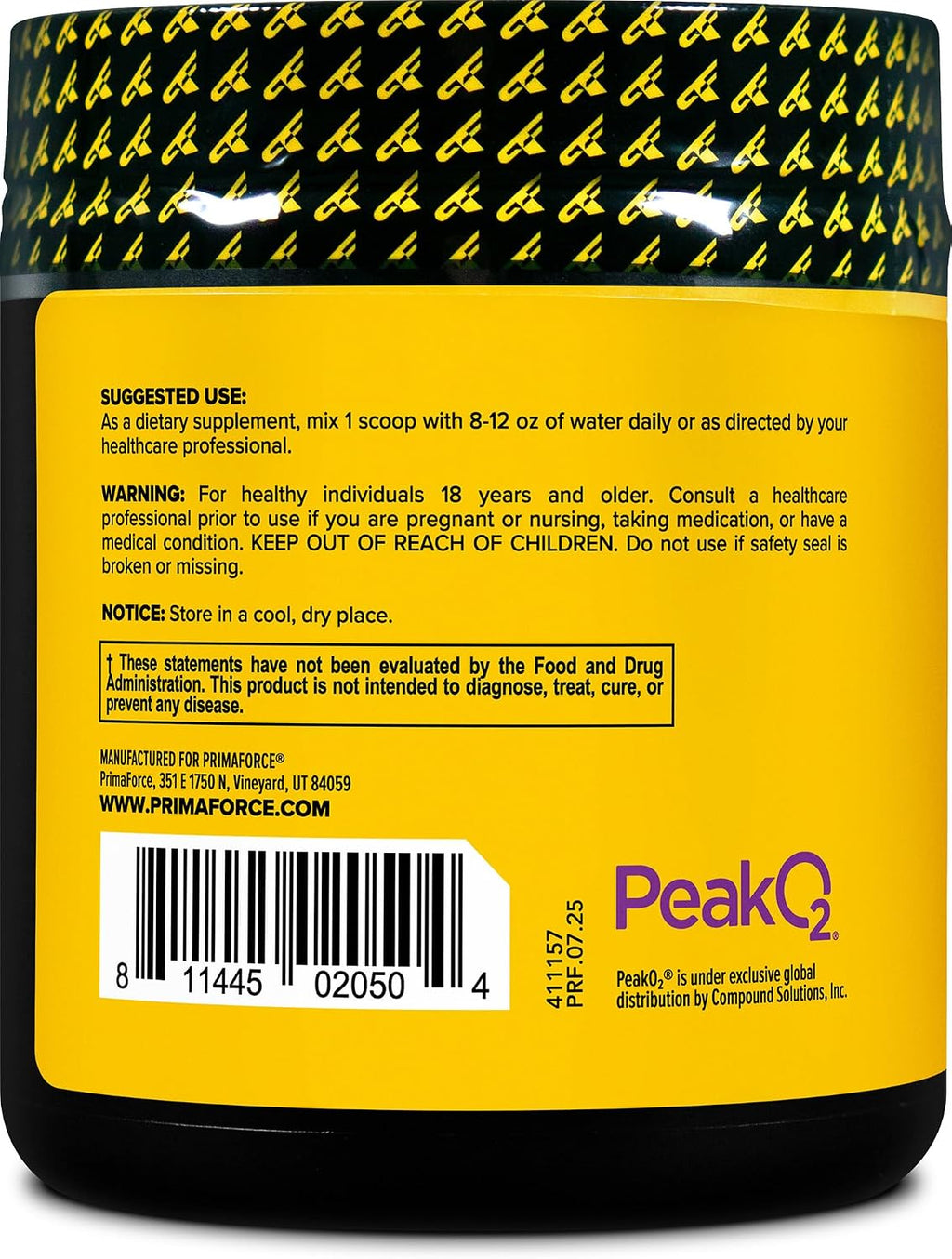 PrimaForce Peak O2 Training Supplement, 120g - Proprietary Blend, Non-GMO, Vegan & Gluten-Free