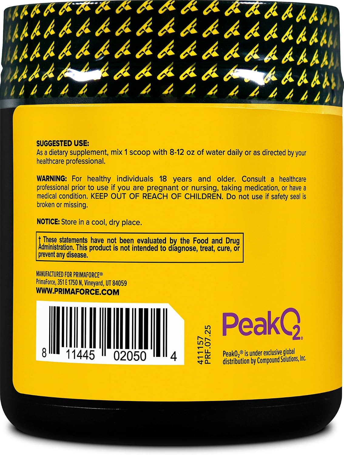 PrimaForce Peak O2 Training Supplement, 120g - Proprietary Blend, Non-GMO, Vegan & Gluten-Free