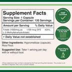 Double Wood Metilfolato 1.000 mcg, 120 Cápsulas - Metilfolato Activo (No OGM, Vegano)