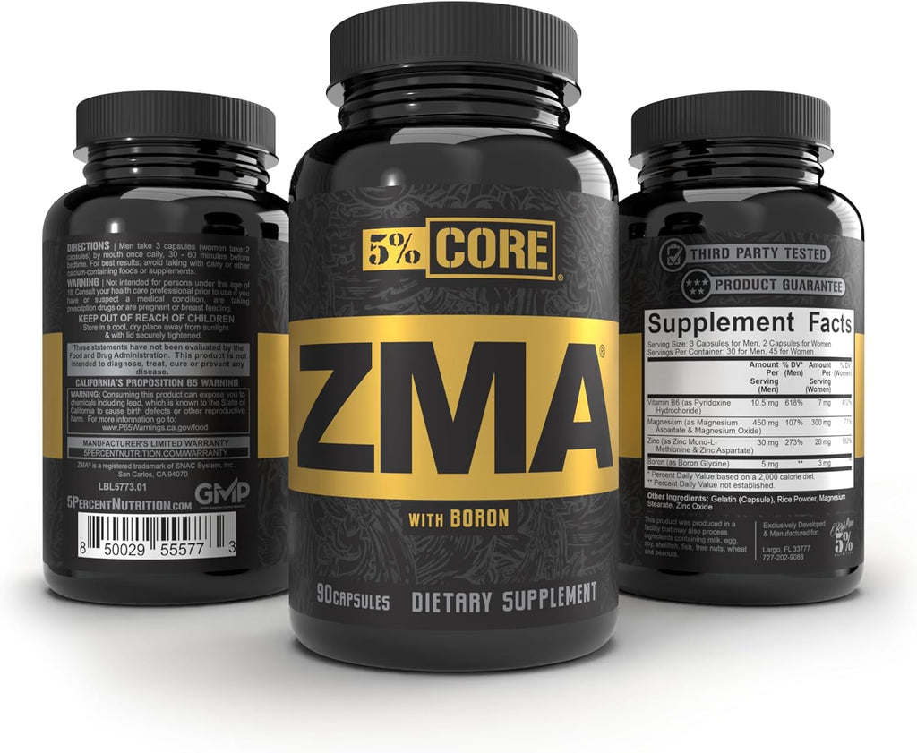 5% Nutrition Core ZMA con Boro - 90 Cápsulas