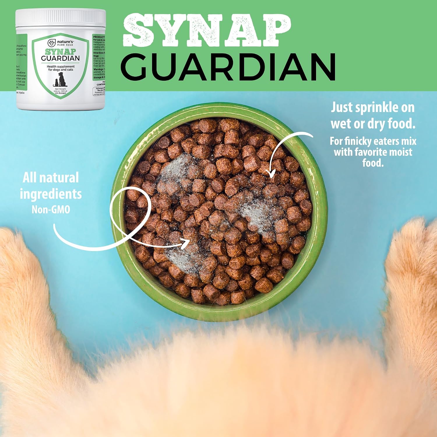Synap Guardian - Suplemento para la Calma y el Sistema Nervioso de Perros, con Ashwagandha y Valeriana, 100 g