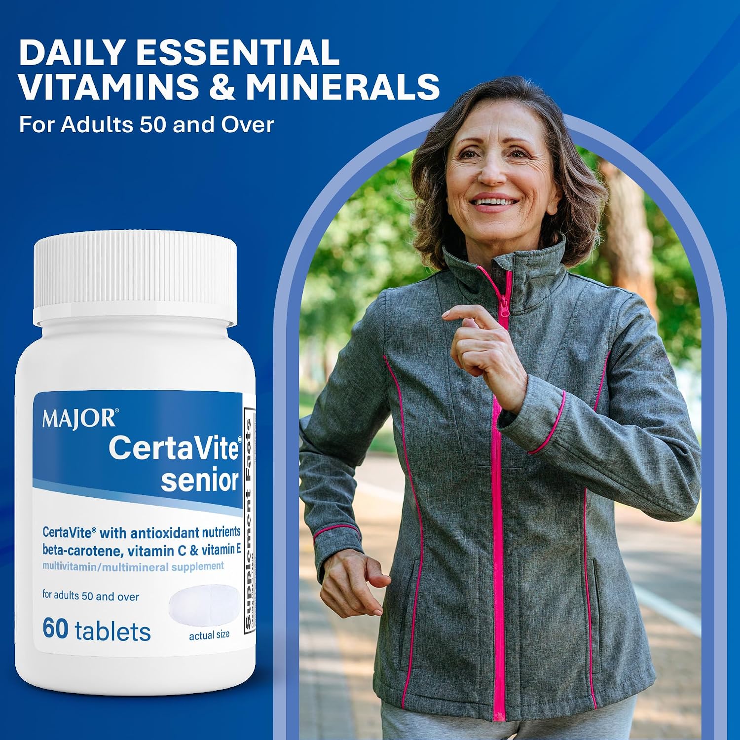 MAJOR CertaVite Multivitamínico sénior con antioxidantes – Multivitamínico para mayores de 50 años, 60 comprimidos