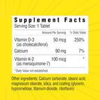 Sunshine Vitamina D3 con Vitamina K2, 2000 UI D3 + 100 mcg K2, 60 Comprimidos