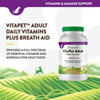 NaturVet VitaPet Vitaminas Diarias para Perros Adultos con Aliento Fresco - 180 Comprimidos