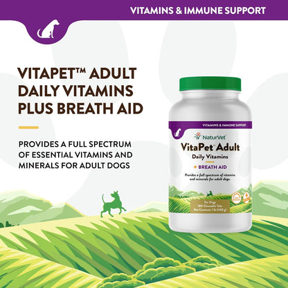NaturVet VitaPet Vitaminas Diarias para Perros Adultos con Aliento Fresco - 180 Comprimidos – Image 3