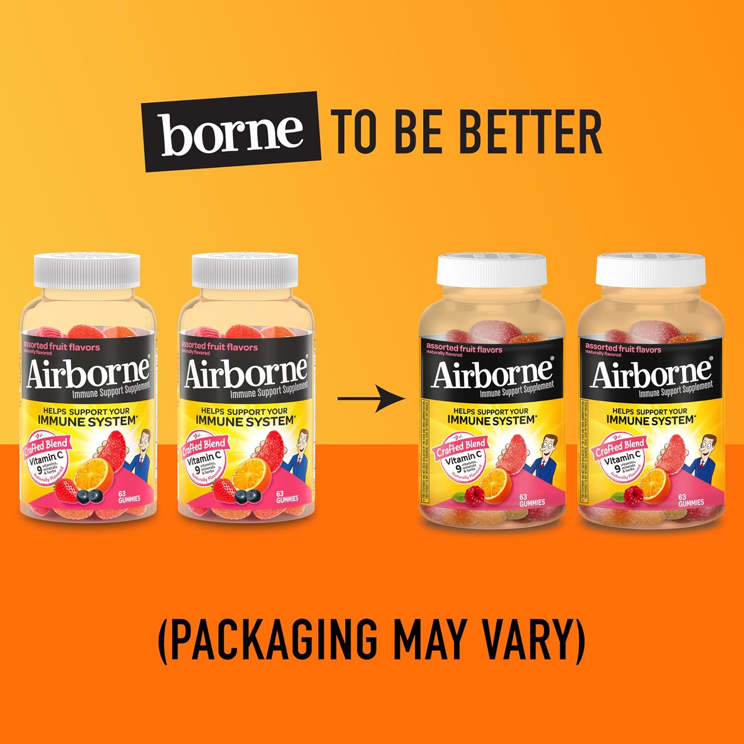 Airborne 750mg Vitamina C Gominolas - 126 Gominolas, Sabor Frutas Variadas