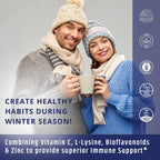 AgeImmune Complejo de Vitamina C 1000 mg con L-Lisina 500 mg, Zinc 12 mg y Bioflavonoides 300 mg - 2 Botellas