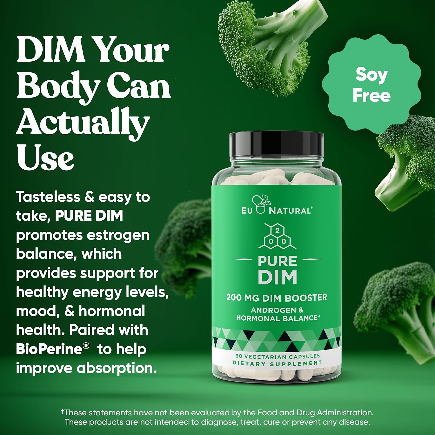 DIM 200 mg Puro con BioPerina – Suplemento para el Equilibrio Hormonal – 60 Cápsulas Veganas