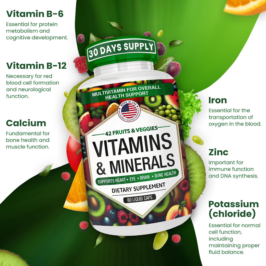 AAMATEC LIFE Multivitamínico con Zinc y Mezcla de 42 Frutas y Verduras - 60 Cápsulas
