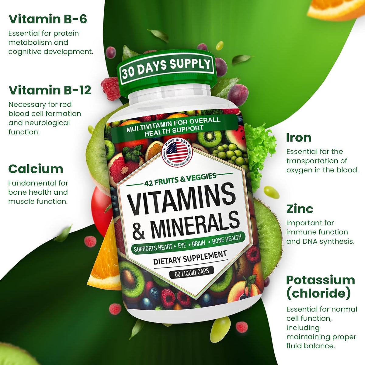 AAMATEC LIFE Multivitamínico con Zinc y Mezcla de 42 Frutas y Verduras - 60 Cápsulas - görsel 4