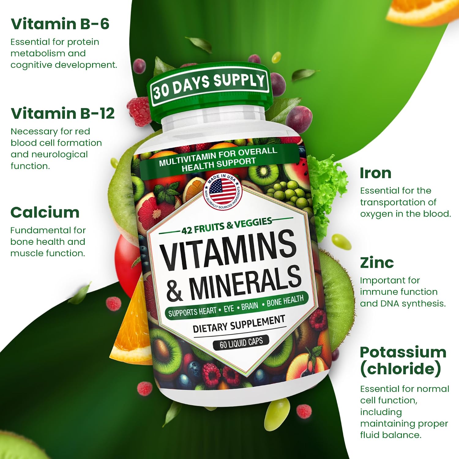 AAMATEC LIFE Multivitamínico con Zinc y Mezcla de 42 Frutas y Verduras - 60 Cápsulas