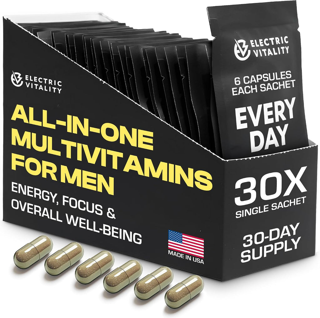 Multivitamínico para Hombre - Completo con Tongkat Ali, Shilajit, Lion's Mane y Vitaminas Esenciales, 30 Sobres