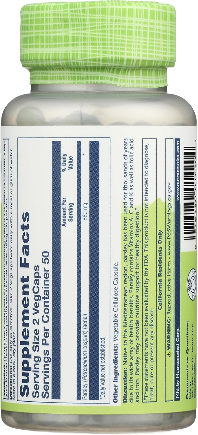 Cápsulas de Perejil 860 mg - 100 Cápsulas - Solaray