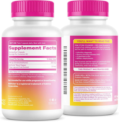 Pink Stork DIM para Mujeres – 60 Cápsulas con 200 mg DIM y Bioperina – Image 9