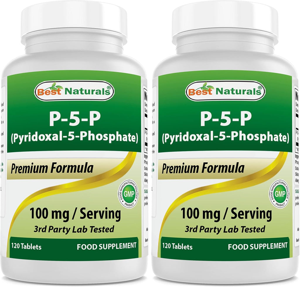 Best Naturals P5P Vitamina B6 (Piridoxal 5 Fosfato) 100 mg - 120 Comprimidos - Forma Activa de Vitamina B6