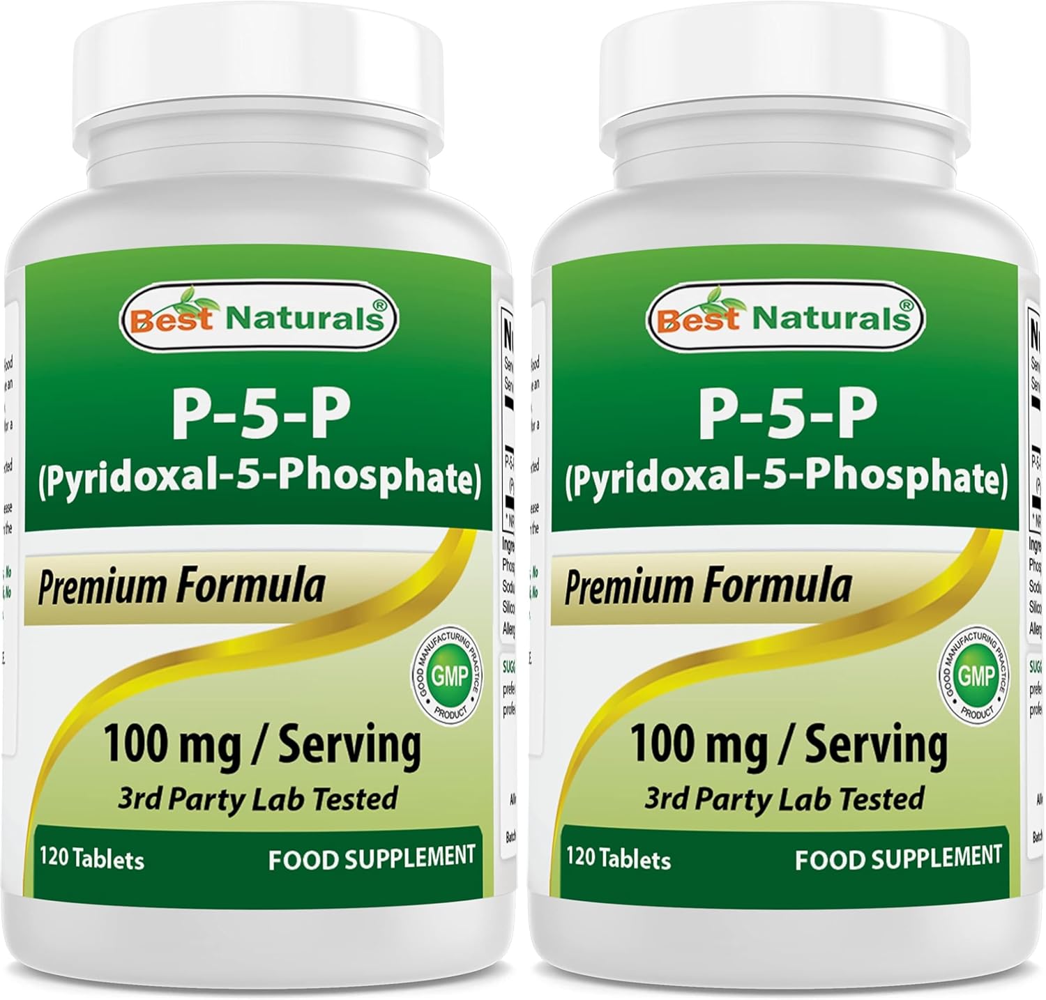 Best Naturals P5P Vitamina B6 (Piridoxal 5 Fosfato) 100 mg - 120 Comprimidos - Forma Activa de Vitamina B6