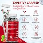 nETiXER Biotin Gummies 5000 mcg | Multivitamin Gummies | Vitamins A C D E B6 B12 with Zinc | Strawberry Flavor | Vegan | Individually Wrapped | 60 Count