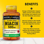 MASON NATURAL Niacina 500 mg Sin Enrojecimiento, 60 Cápsulas (Pack de 3)