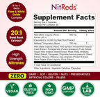 NitReds Suplemento de Óxido Nítrico con Remolacha, Granada y Uva - 60 Cápsulas - Apoya la Circulación y Salud Cardiovascular