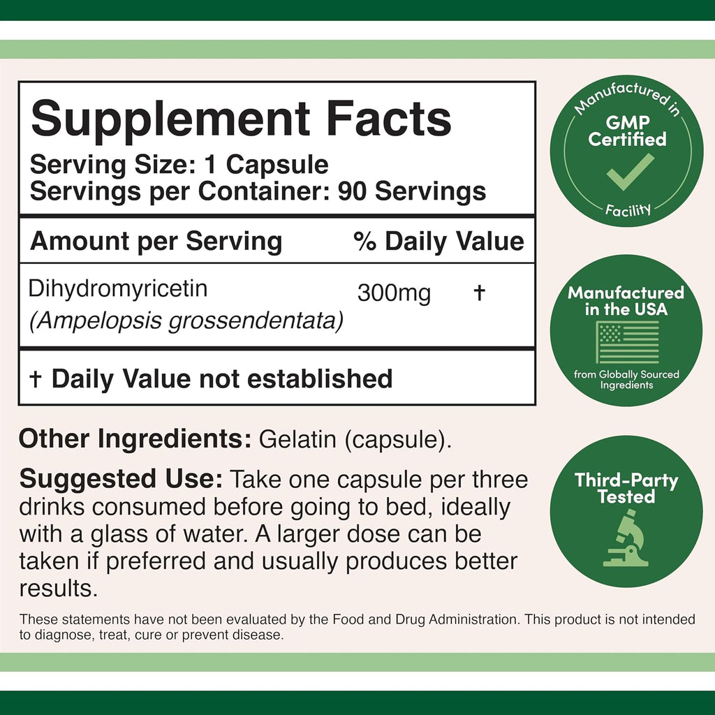 Dihydromyricetin (DHM) - Extracto de Hovenia Dulcis - 90 Cápsulas - 300mg