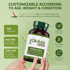 Kidney Sure - Tónico Renal Orgánico - Apoyo Herbal para la Salud Renal y el Tracto Urinario - Formulado por Médico de MTC - 400mg 100 Cápsulas