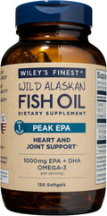 Wiley's Finest Peak EPA - Aceite de Pescado Salvaje de Alaska - Triple Concentración - 1000 mg - 120 Cápsulas Blandas