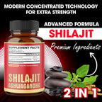 agobi Shilajit con Ashwagandha, 210 Cápsulas - 600mg Shilajit Puro del Himalaya + 400mg Ashwagandha Orgánica