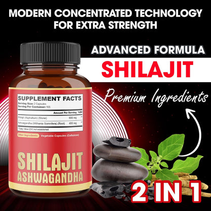 agobi Shilajit con Ashwagandha, 210 Cápsulas – Fortalecimiento del sistema inmunitario: Ambos ingredientes – Image 2