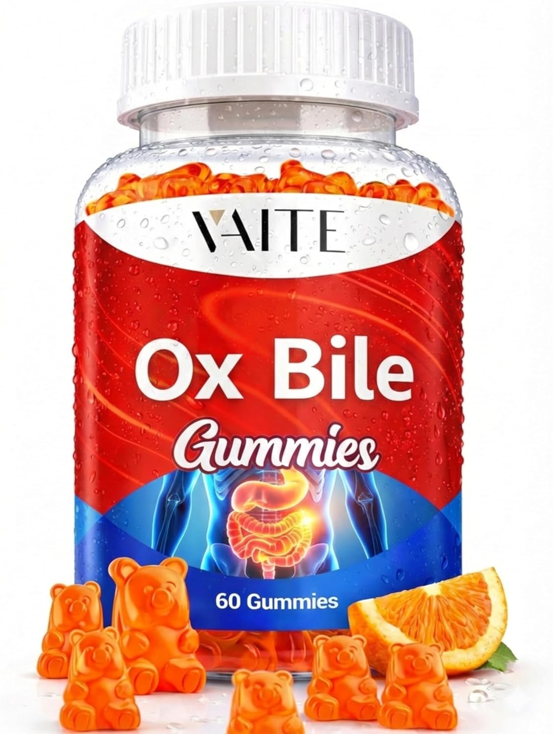 VAITE Gominolas de Bilis de Buey – 500mg Apoyo Digestivo para la Vesícula y Salud Intestinal – Sin OGM, Sin Azúcar, Sin Gluten – 60 Gomitas Masticables